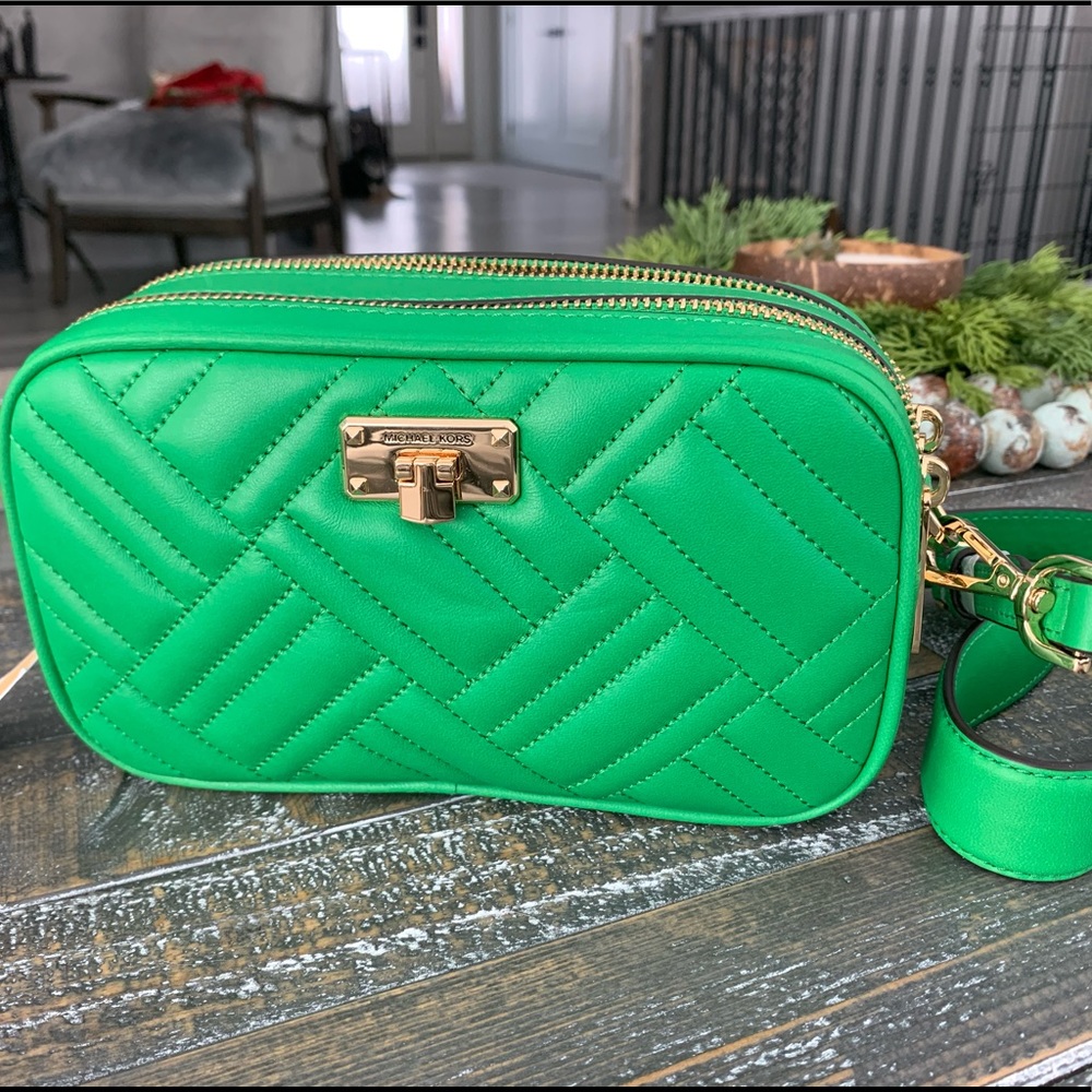 Michael Kors Leather Green Camera Bag